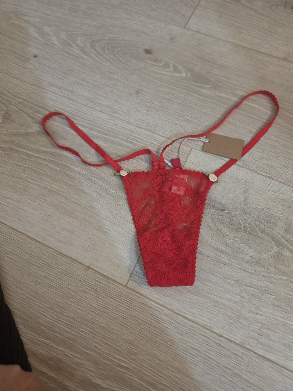 Red Lace Thong Panty - Women's Intimates